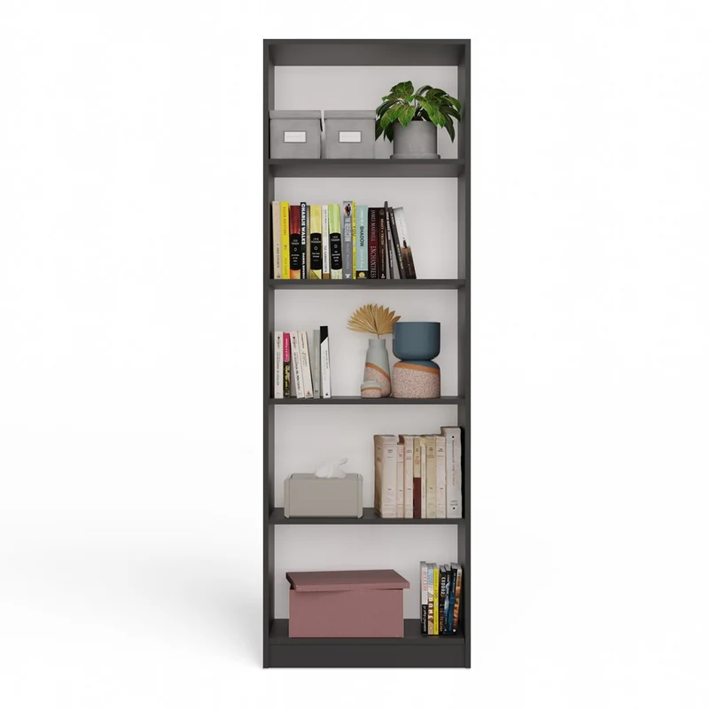 BÜCHERREGAL OFFEN 5 FÄCHER ANTHRAZIT | STANDREGAL MODERN KOMPAKT | MODELL R60 182x60x30 CM