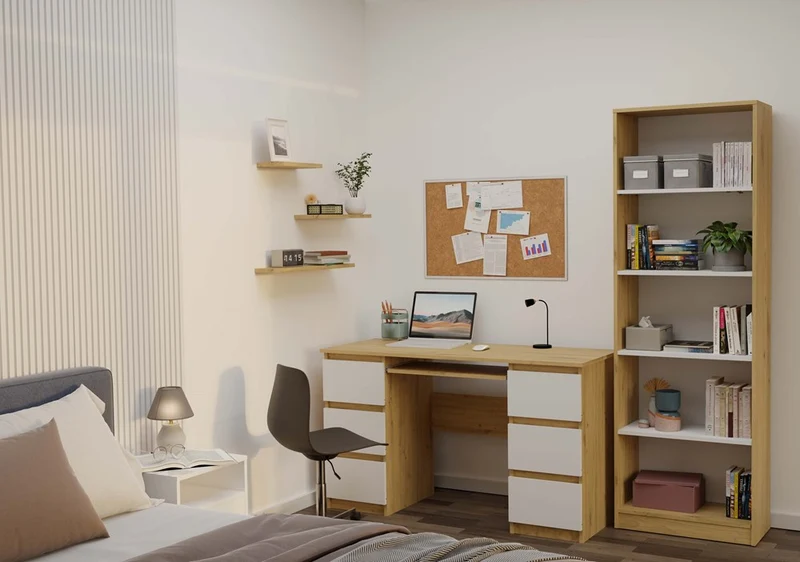 CDF Bücherregal R60 | Farbe: Eiche Artisan/Weiß | Regal für Bücher und Spielzeug | Ideal für Kinderzimmer, Teenager, Jugendzimmer
