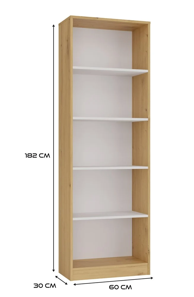 CDF Bücherregal R60 | Farbe: Eiche Artisan/Weiß | Regal für Bücher und Spielzeug | Ideal für Kinderzimmer, Teenager, Jugendzimmer