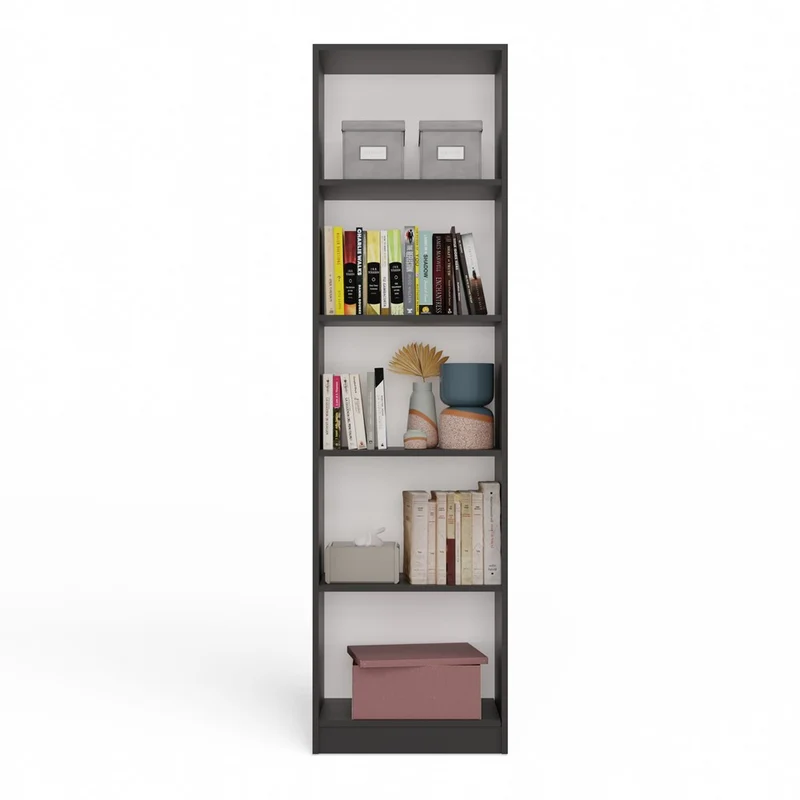 BÜCHERREGAL OFFEN 5 FÄCHER ANTHRAZIT | STANDREGAL MODERN KOMPAKT | MODELL R50 182x50x30 CM