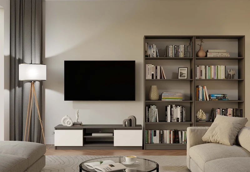 BÜCHERREGAL OFFEN 5 FÄCHER ANTHRAZIT | STANDREGAL MODERN KOMPAKT | MODELL R80 182x80x30 CM