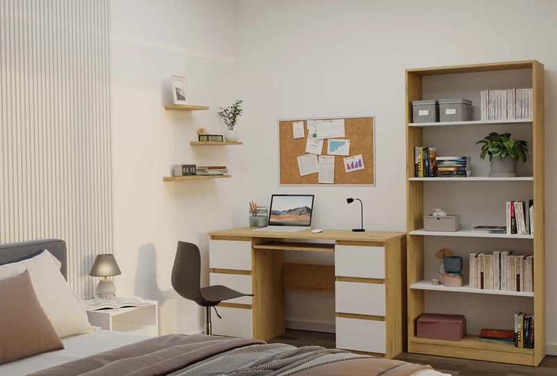 CDF Bücherregal R80 | Farbe: Artisan/Weiß | Breite: 80 Zentimeter |Regal für Bücher und Spielzeug | Ideal für Kinderzimmer, Teenager, Jugendzimmer