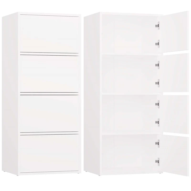 Schrank Alma | Farbe: Weiß | Ideal für Wohnzimmer, Flur, Büro, Schlafzimmer | Schuhablage | Schuhregale | Modern | Regale