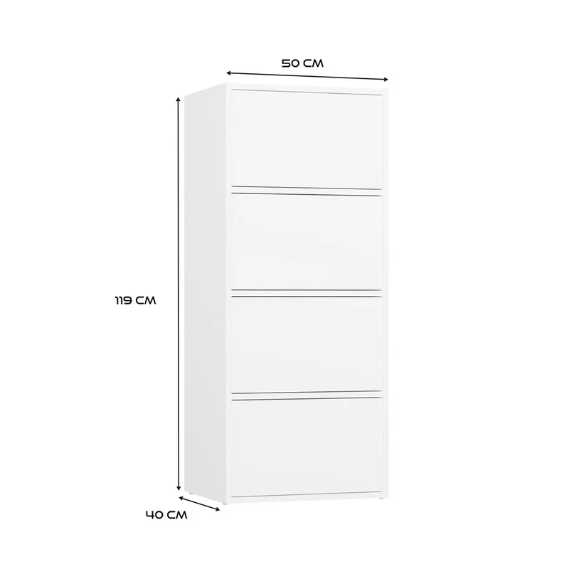Schrank Alma | Farbe: Weiß | Ideal für Wohnzimmer, Flur, Büro, Schlafzimmer | Schuhablage | Schuhregale | Modern | Regale