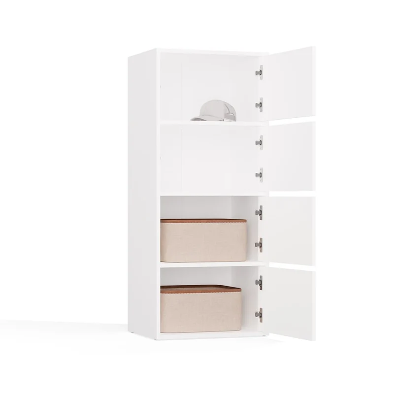 Schrank Alma | Farbe: Weiß | Ideal für Wohnzimmer, Flur, Büro, Schlafzimmer | Schuhablage | Schuhregale | Modern | Regale