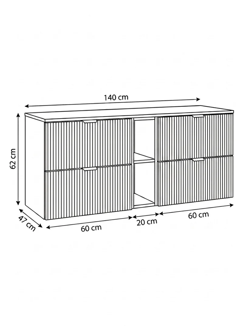 Waschtischunterschrank 140 cm mit Regal Willy - Kaschmir