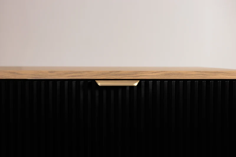Badmöbel-Set: 140 cm Schrank mit Regal und 2 Waschbecken Willy - Schwarz, Walnussplatte