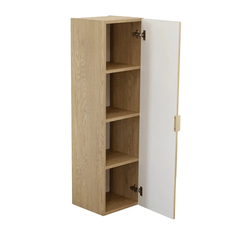 Badmöbel-Set: 120 cm Schrank mit 2 Türen, 2 Schubladen und Bad Hochschrank Willy - Eiche Cremona