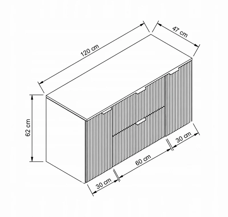Waschtischunterschrank 120 cm mit 2 Türen und 2 Schubladen Willy - Weiß