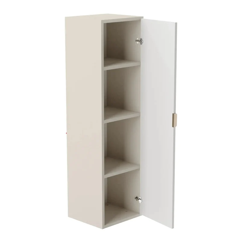 Badmöbel-Set: 120 cm Schrank mit 2 Türen, 2 Schubladen und Bad Hochschrank Willy - Kaschmir, Walnussplatte