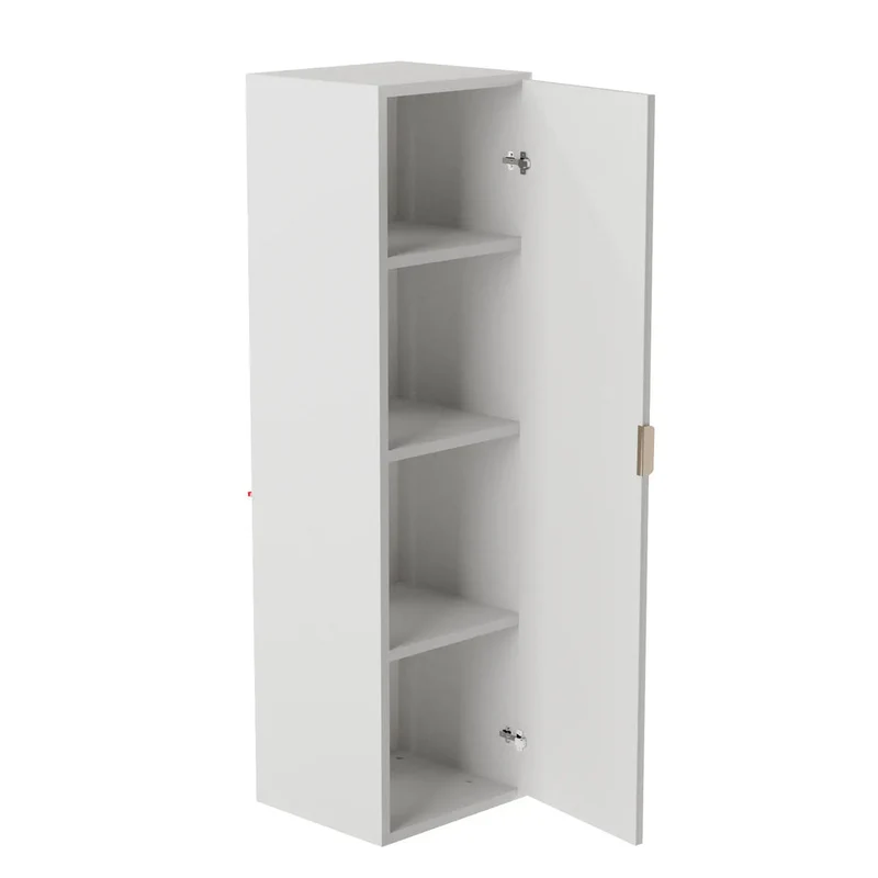 Badmöbel-Set: 120 cm Schrank mit 2 Türen, 2 Schubladen und Bad Hochschrank Willy - Weiß, Walnussplatte