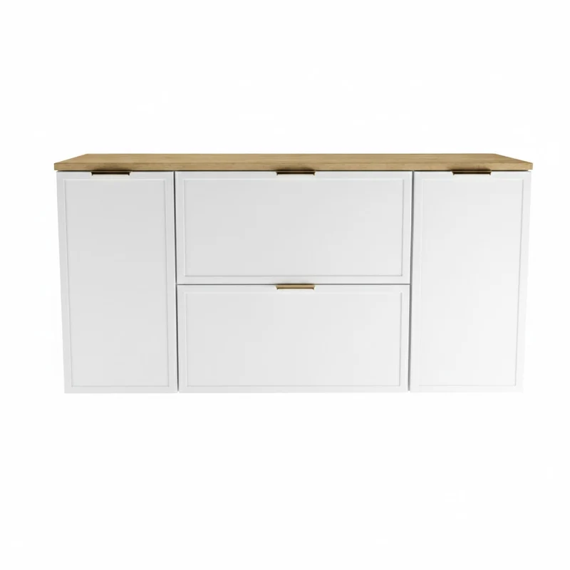 Waschtischunterschrank 120 cm mit 2 Türen und 2 Schubladen Roma - Weiß/Eiche Cremona