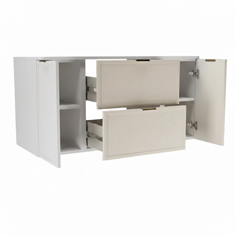 Waschtischunterschrank 120 cm mit 2 Türen und 2 Schubladen Roma - Weiß