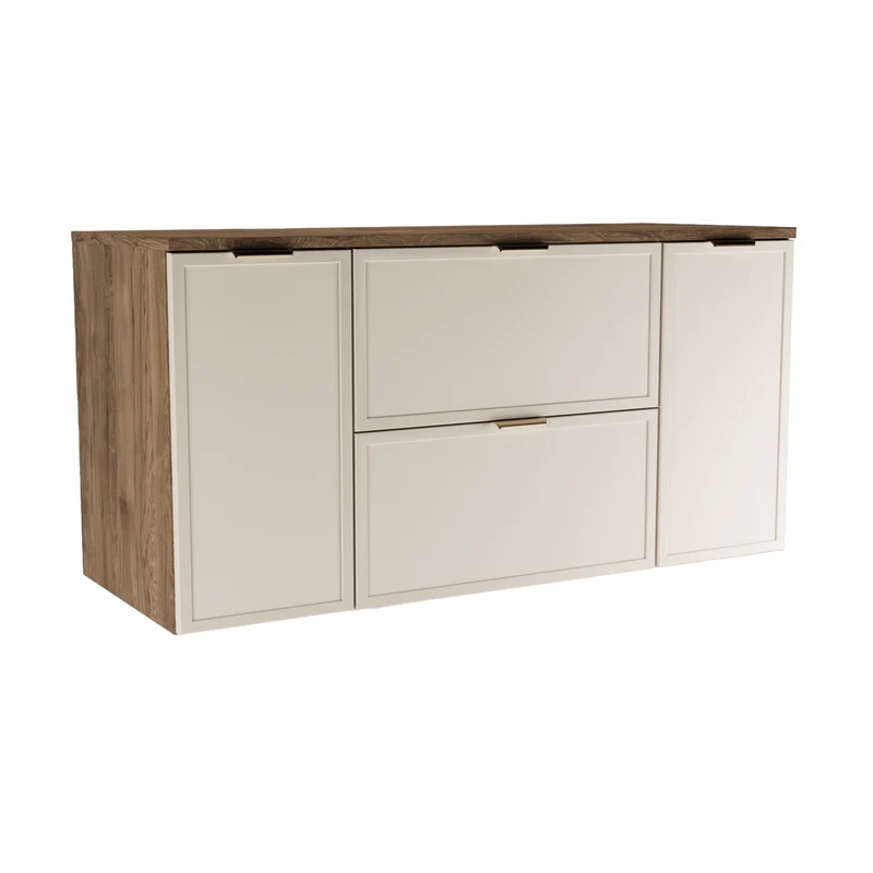Waschtischunterschrank 120 cm mit 2 Türen und 2 Schubladen Roma - Kaschmir/Walnuss Dunkel
