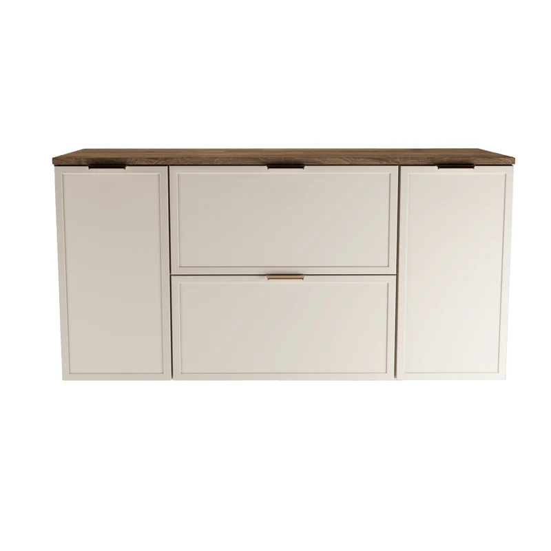 Waschtischunterschrank 120 cm mit 2 Türen und 2 Schubladen Roma - Kaschmir/Walnuss Dunkel