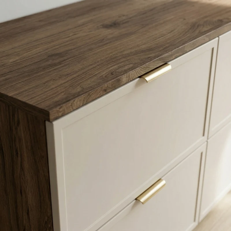 Waschtischunterschrank 120 cm mit 2 Türen und 2 Schubladen Roma - Kaschmir/Walnuss Dunkel