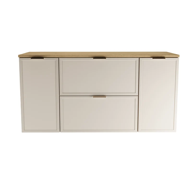 Waschtischunterschrank 120 cm mit 2 Türen und 2 Schubladen Roma - Kaschmir/Eiche Cremona