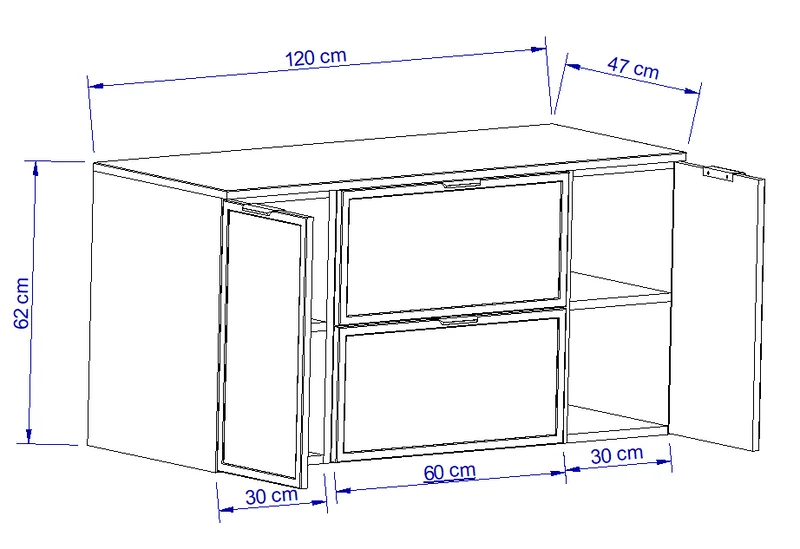 Waschtischunterschrank 120 cm mit 2 Türen und 2 Schubladen Roma - Kaschmir