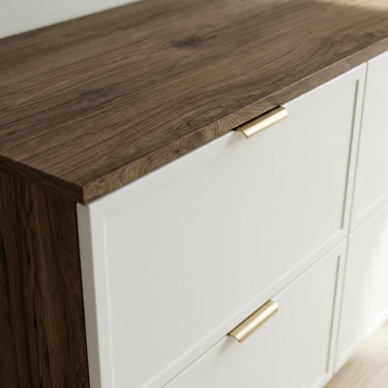 Waschtischunterschrank 100 cm mit Wäschekorb Roma - Weiß/Walnuss Dunkel