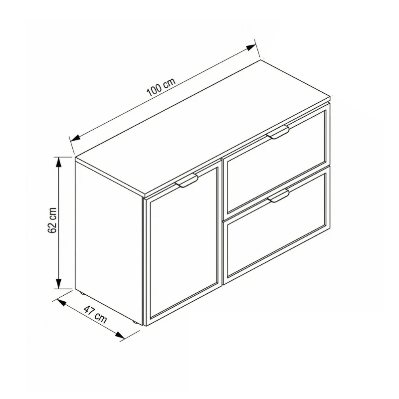 Waschtischunterschrank 100 cm mit Wäschekorb Roma - Weiß
