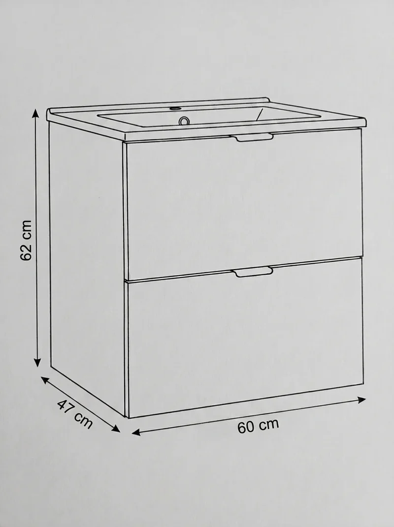 Waschtischunterschrank 60 cm mit Waschbecken Orio - Schwarz/Eiche artisan