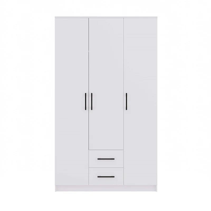 ROMANA SCHRANK 120 WEISS 3 TÜREN 2 SCHUBLADEN 120 CM MIT REGALBÖDEN FÜR DAS SCHLAFZIMMER