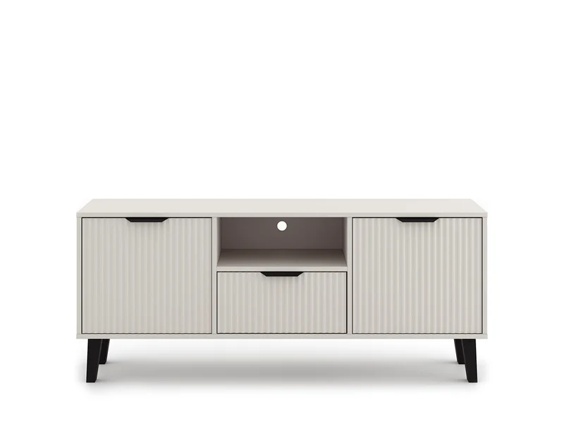 TV-SCHRANK SCANDI 2D1S SLIM KASZMIR BEIGE GERIFFELTE FRONTEN TV-TISCH 140 CM