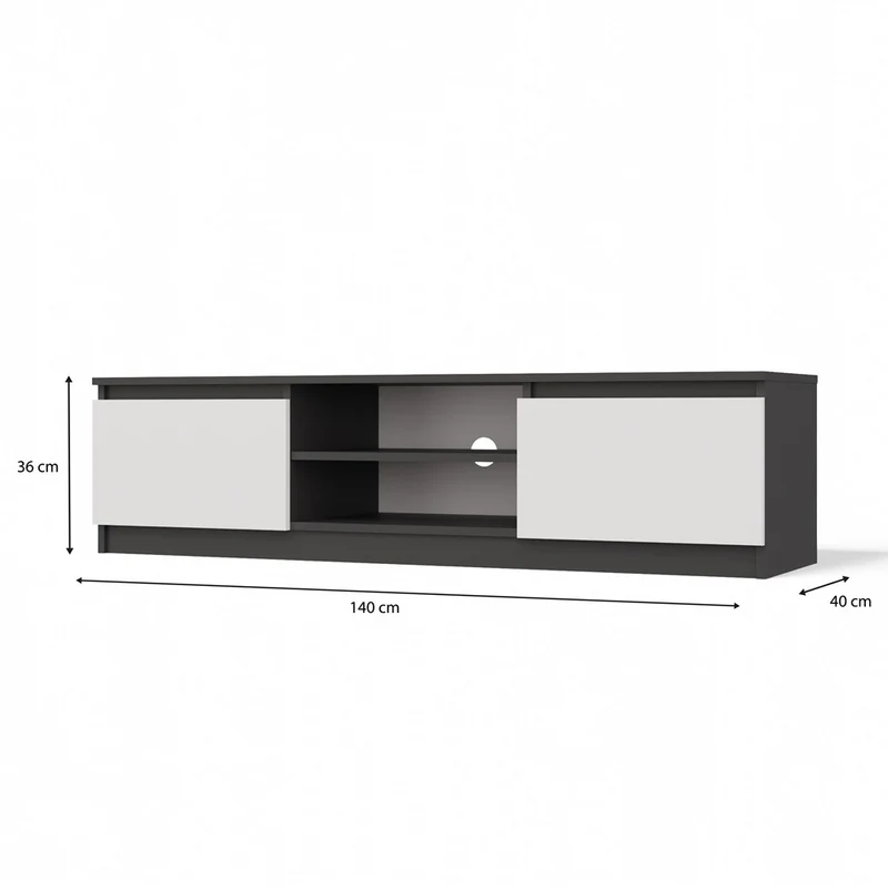 TV-SCHRANK 120 CM ANTHRAZIT-WEISS MALWA TV-TISCH FÜR DAS WOHNZIMMER