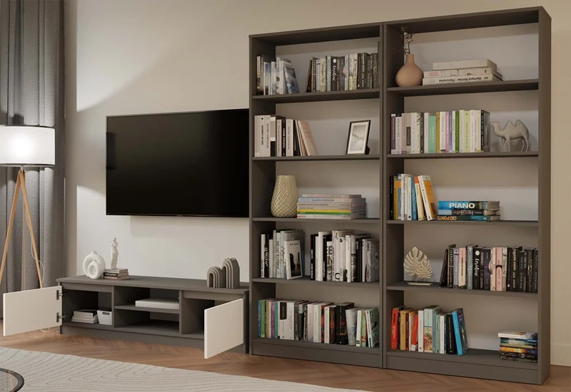 TV-SCHRANK 120 CM ANTHRAZIT-WEISS MALWA TV-TISCH FÜR DAS WOHNZIMMER