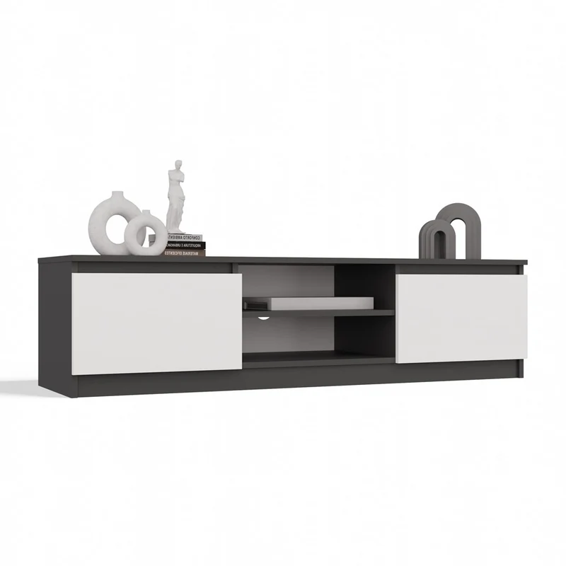 TV-SCHRANK 120 CM ANTHRAZIT-WEISS MALWA TV-TISCH FÜR DAS WOHNZIMMER