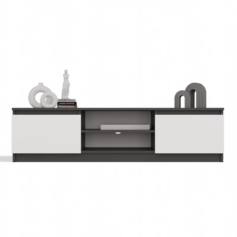 TV-SCHRANK 120 CM ANTHRAZIT-WEISS MALWA TV-TISCH FÜR DAS WOHNZIMMER