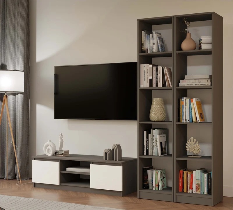 TV-SCHRANK 120 CM ANTHRAZIT-WEISS MALWA TV-TISCH FÜR DAS WOHNZIMMER