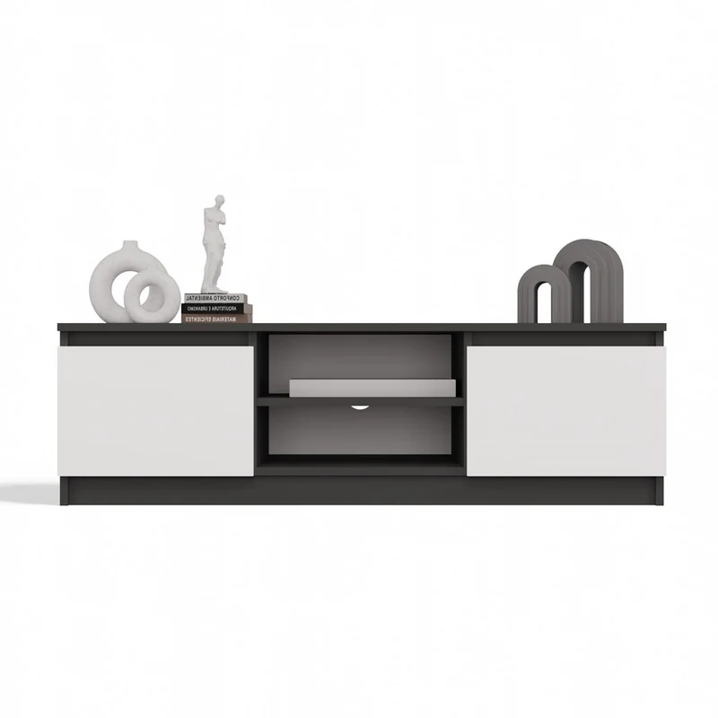 TV-SCHRANK 120 CM ANTHRAZIT-WEISS MALWA TV-TISCH FÜR DAS WOHNZIMMER