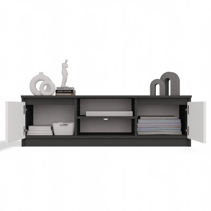 TV-SCHRANK 120 CM ANTHRAZIT-WEISS MALWA TV-TISCH FÜR DAS WOHNZIMMER