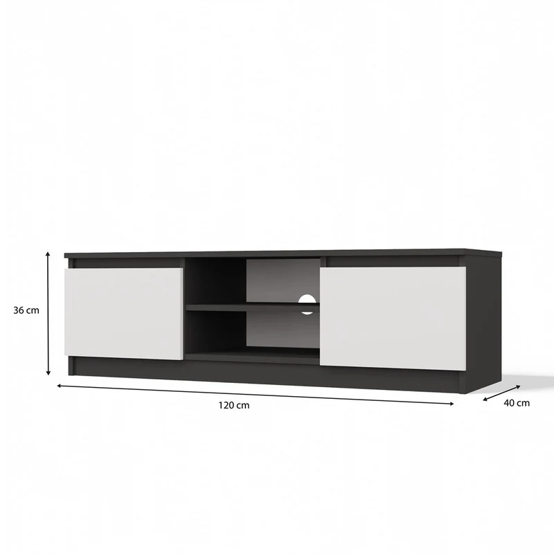 TV-SCHRANK 120 CM ANTHRAZIT-WEISS MALWA TV-TISCH FÜR DAS WOHNZIMMER