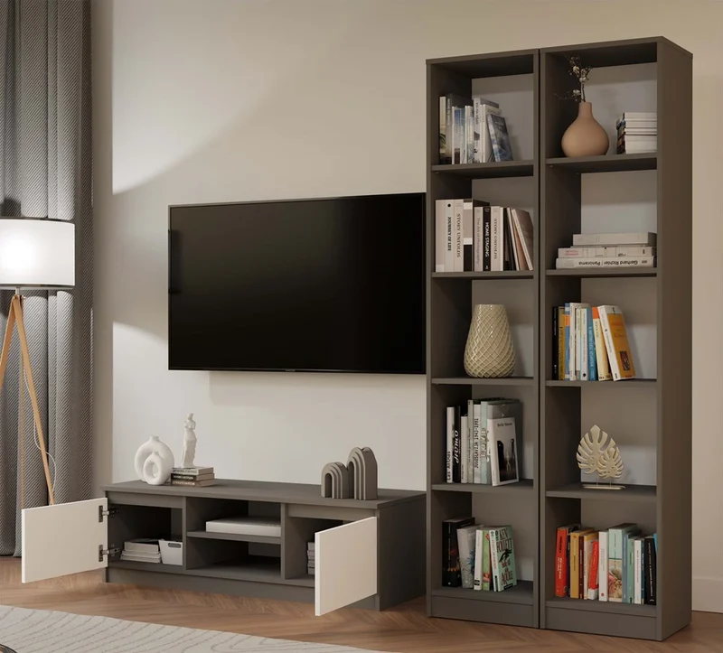 TV-SCHRANK 120 CM ANTHRAZIT-WEISS MALWA TV-TISCH FÜR DAS WOHNZIMMER