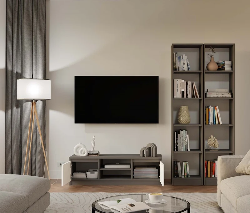 TV-SCHRANK 120 CM ANTHRAZIT-WEISS MALWA TV-TISCH FÜR DAS WOHNZIMMER