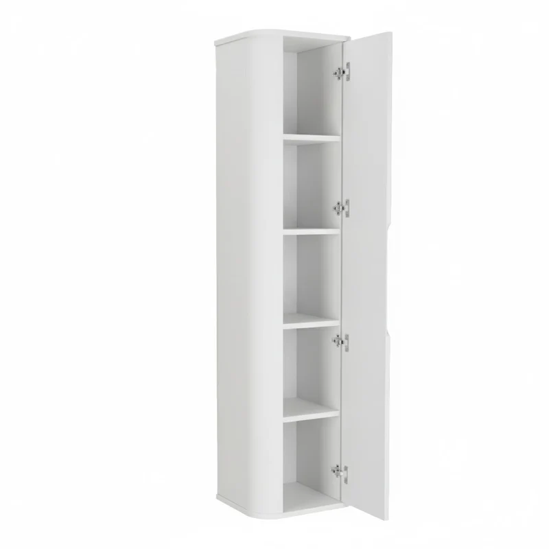 Bad Hochschrank 160 cm abgerundet Luma - Weiß