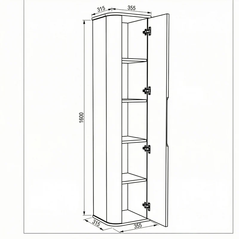 Bad Hochschrank 160 cm abgerundet Luma - Kaschmir