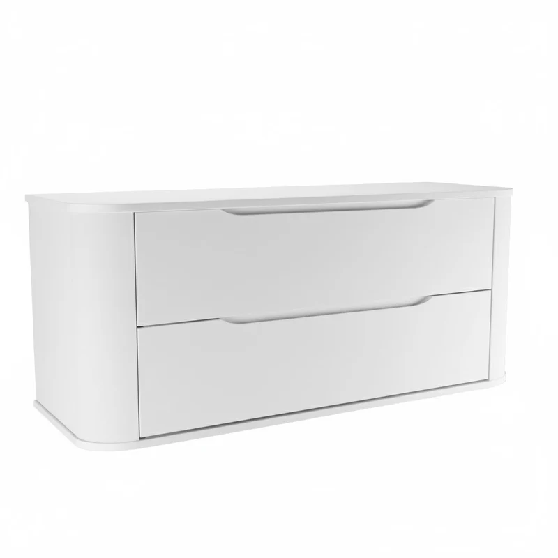 Waschtischunterschrank 120 cm mit 2 Schubladen, abgerundet Luma - Weiß