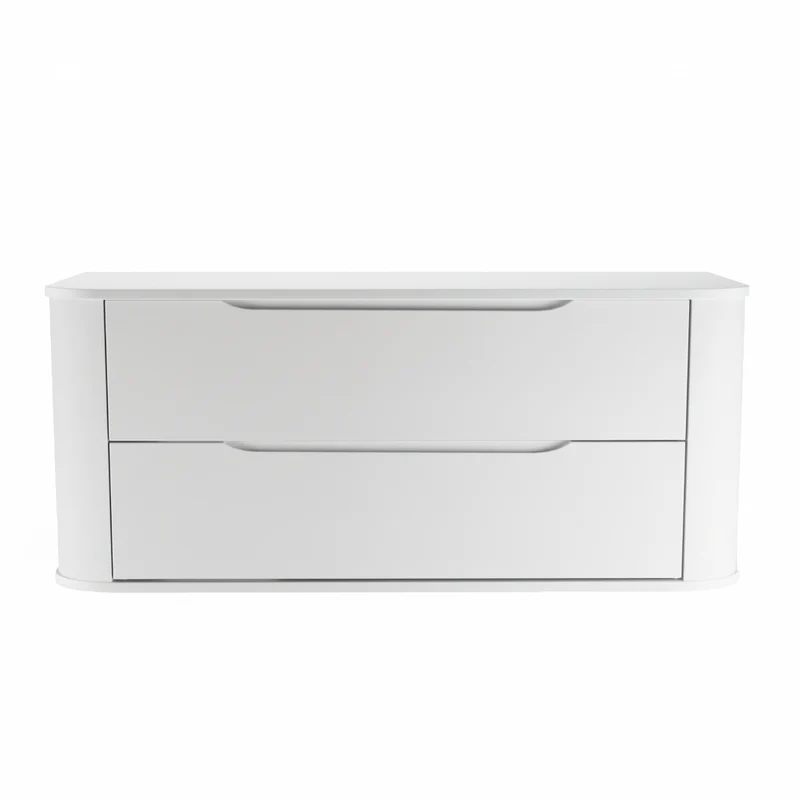 Waschtischunterschrank 120 cm mit 2 Schubladen, abgerundet Luma - Weiß