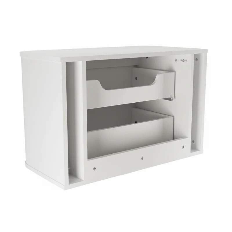 Waschtischunterschrank 120 cm mit 2 Schubladen, abgerundet Luma - Weiß