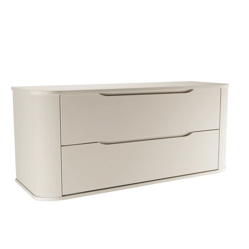 Waschtischunterschrank 120 cm mit 2 Schubladen, abgerundet Luma - Kaschmir