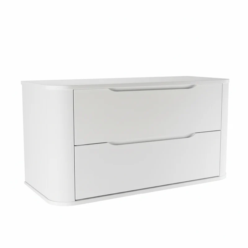 Waschtischunterschrank 100 cm mit 2 Schubladen, abgerundet Luma - Weiß