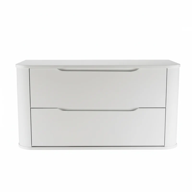 Waschtischunterschrank 100 cm mit 2 Schubladen, abgerundet Luma - Weiß