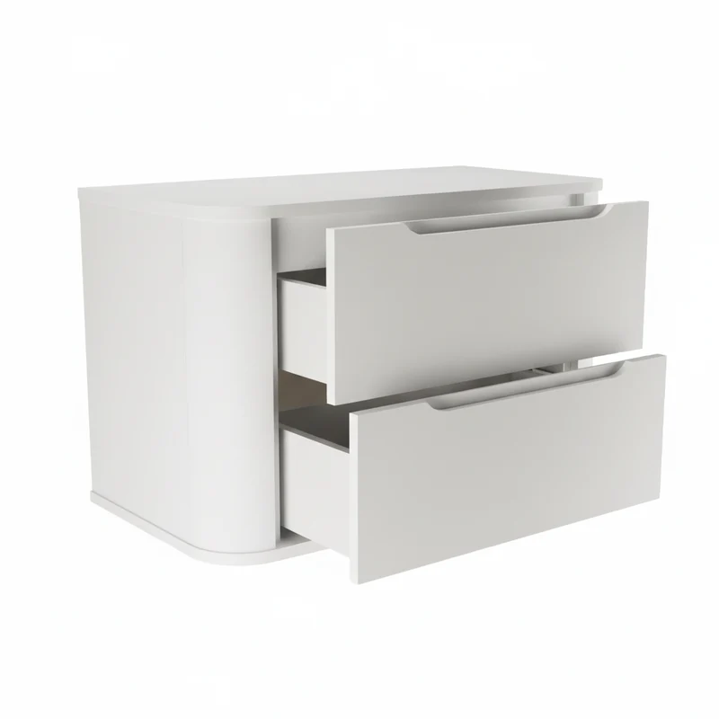 Waschtischunterschrank 100 cm mit 2 Schubladen, abgerundet Luma - Weiß