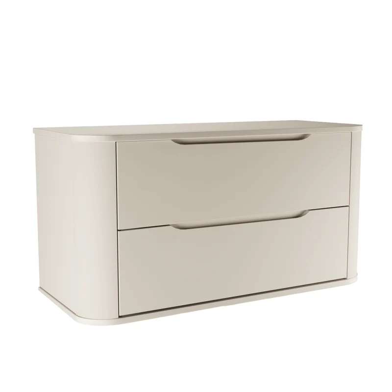 Waschtischunterschrank 100 cm mit 2 Schubladen, abgerundet Luma - Kaschmir