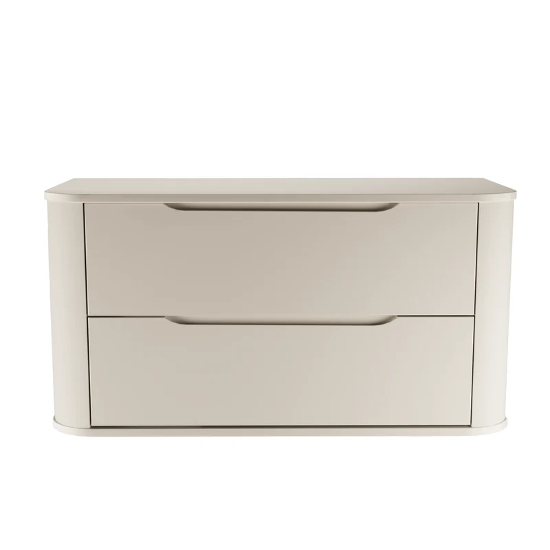 Waschtischunterschrank 100 cm mit 2 Schubladen, abgerundet Luma - Kaschmir