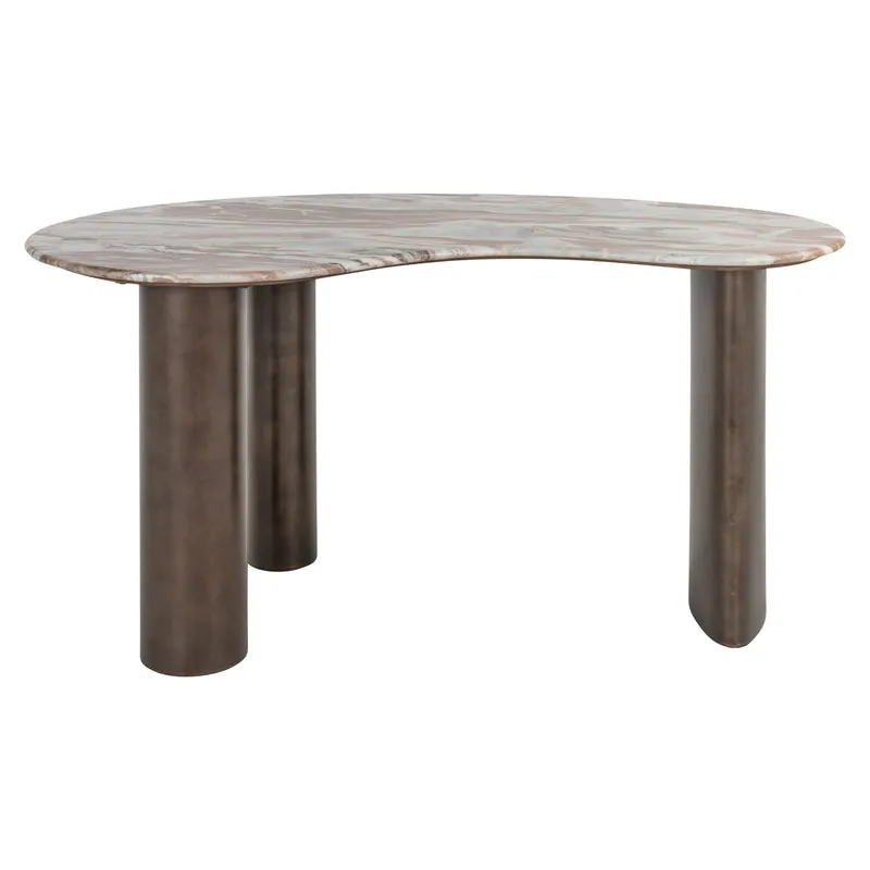 Schreibtisch halbrund Marmor, Schreibtisch Marmor-Metall, Länge 160 cm