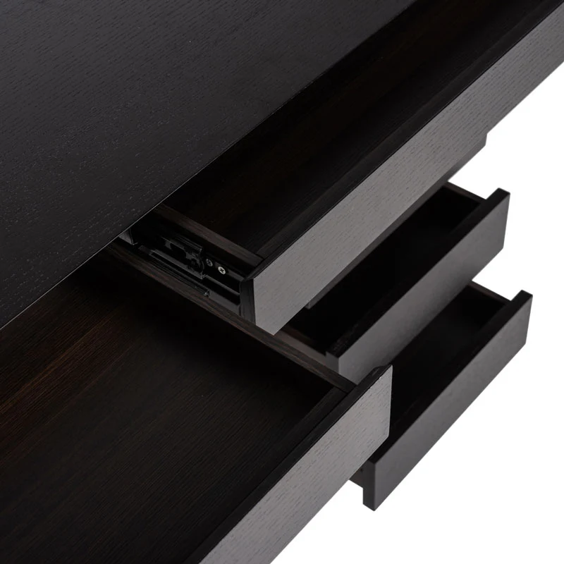 Schreibtisch schwarz, Schreibtisch mit Schubladen, Länge 140 cm